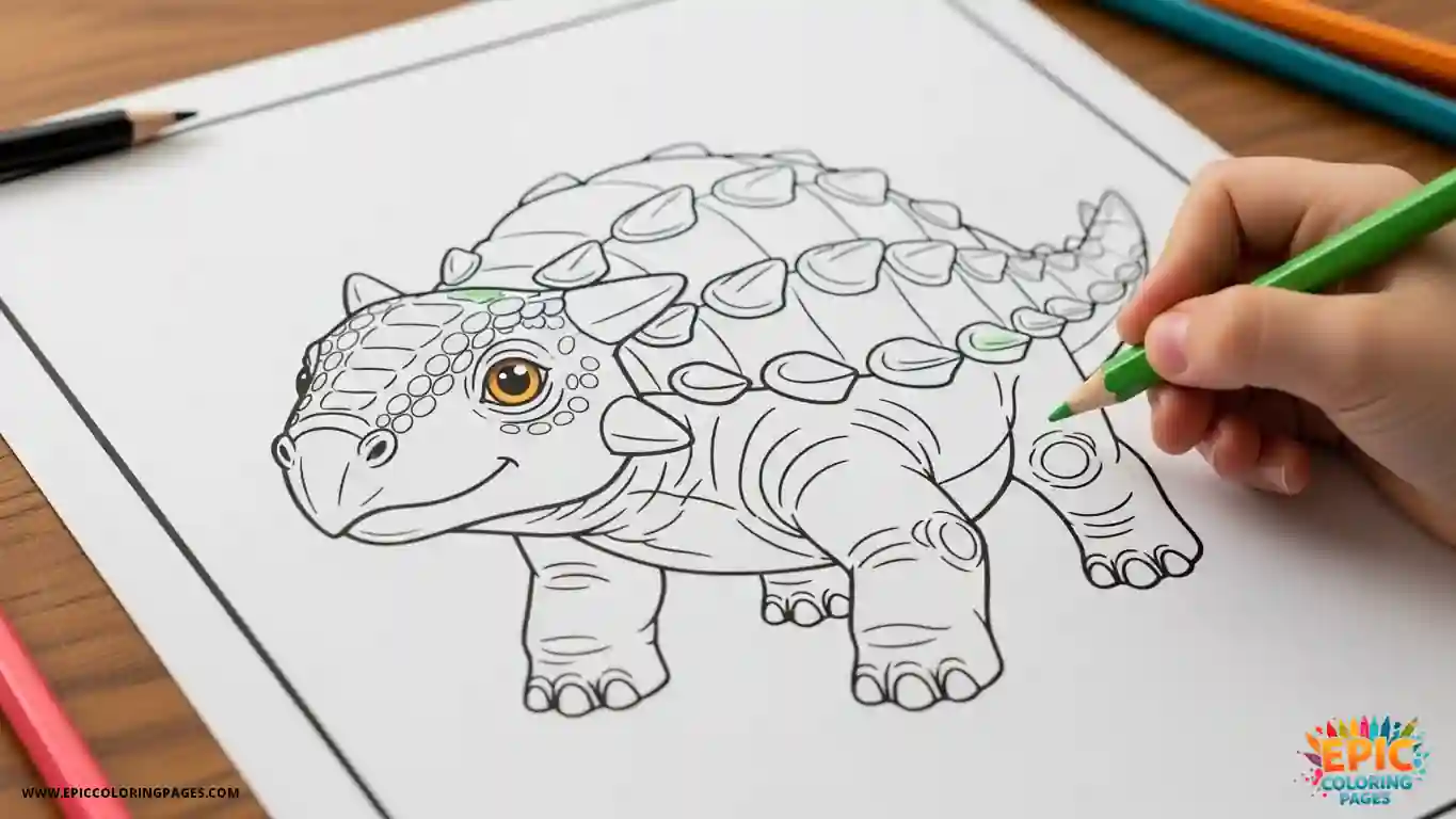 ankylosaurus dinossaur coloring sheet Ankylosaurus dinossaur coloring Page featuring an armored dino with thick lines