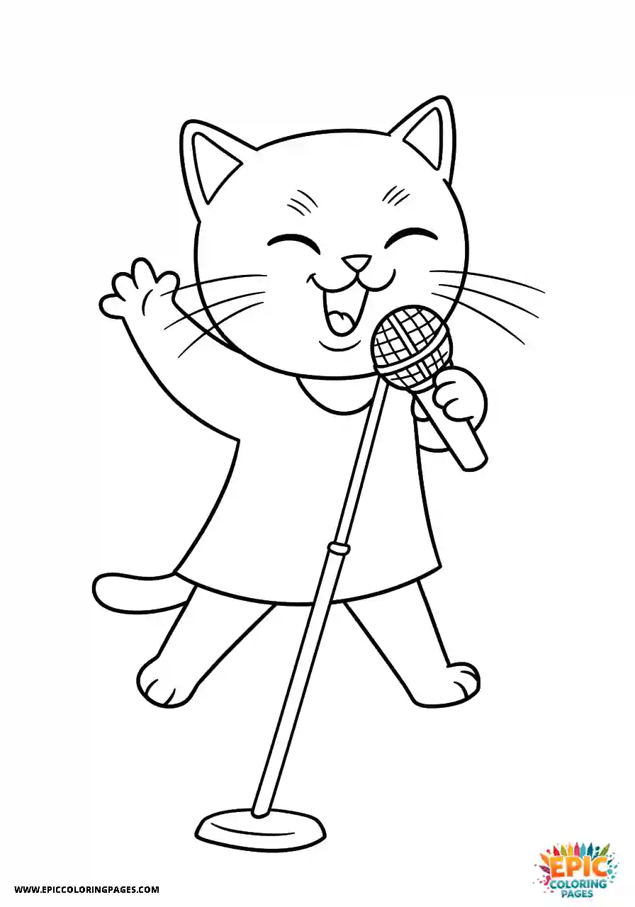 Australian Mist Cat Australian Mist cat in manga style holding a microphone and singing with rockstar passion