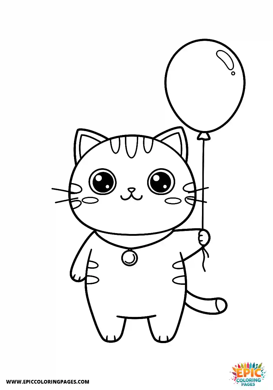 Bombay Bombay cat realistic style holding a small balloon