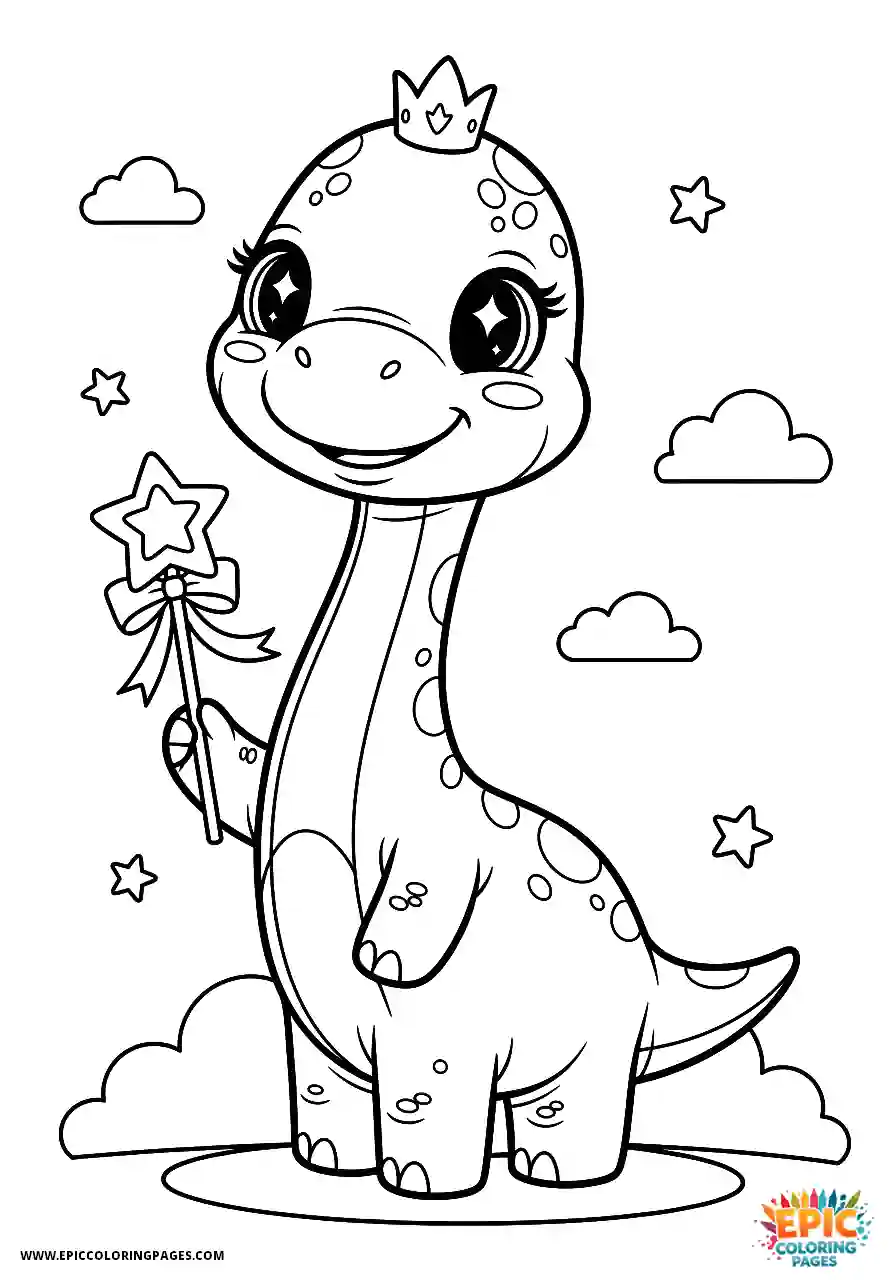 Brachiosaurus brachiosaurus casting a spell with a star wand