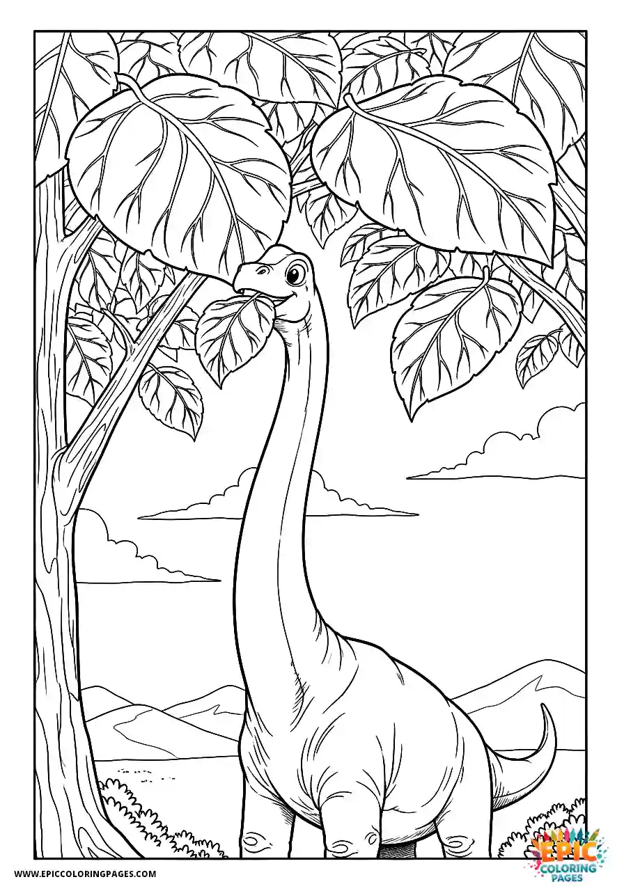 Brachiosaurus brachiosaurus eating comically large leaves