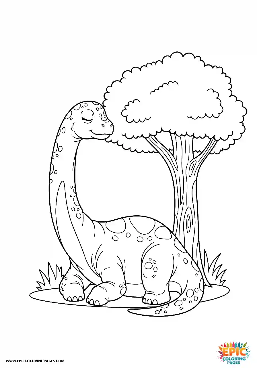 Brachiosaurus brachiosaurus sleeping peacefully under a tree