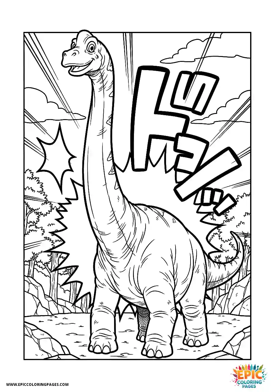 Brachiosaurus brachiosaurus with a stylistic pop effect background