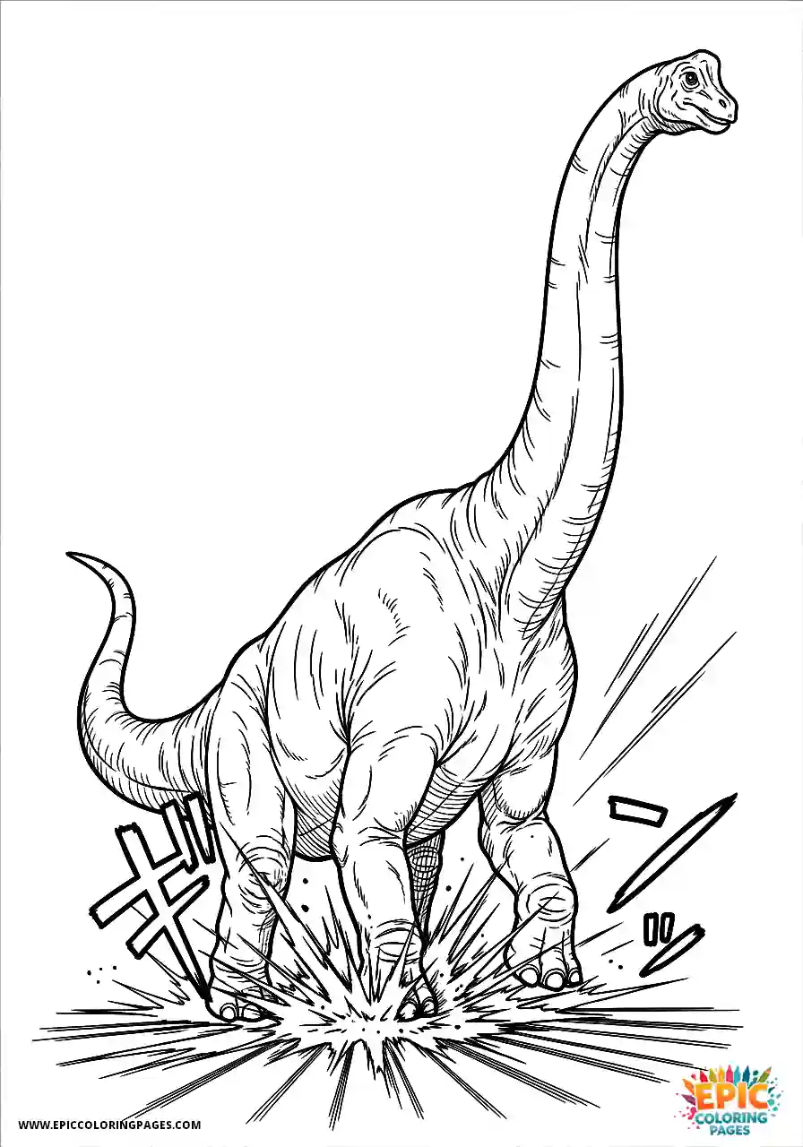 Brachiosaurus brachiosaurus walking forcefully with speed lines