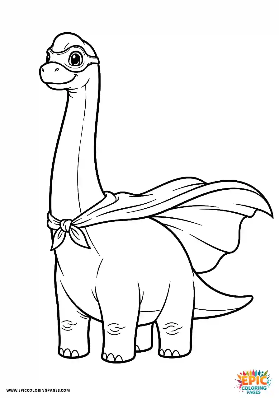 Brachiosaurus brachiosaurus wearing a superhero cape in a valiant pose