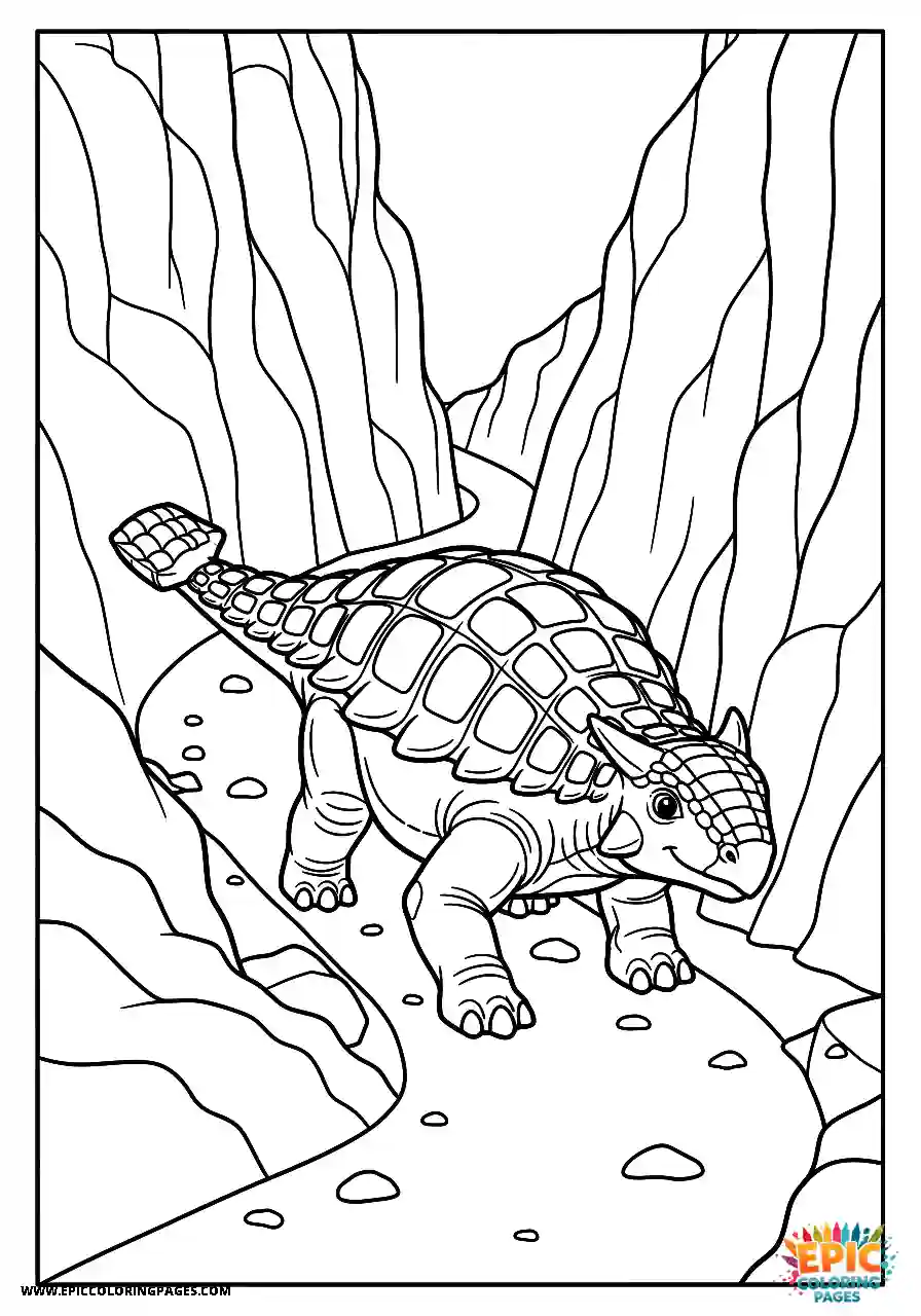 Ankylosaurus Brave Realistic Style Ankylosaurus Dinosaur Walking Through A Narrow Pass