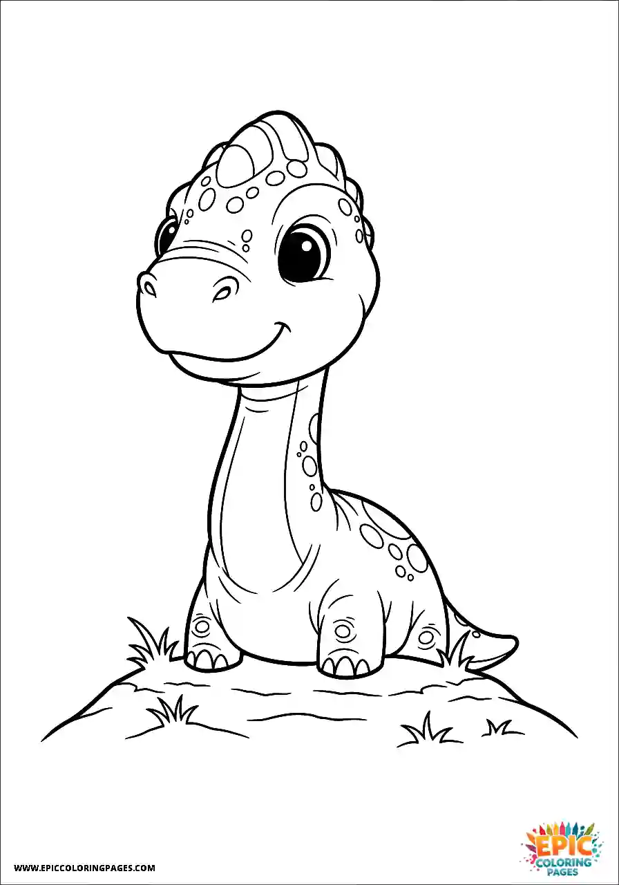 Brontosaurus Brontosaurus gazing across a grassy mound