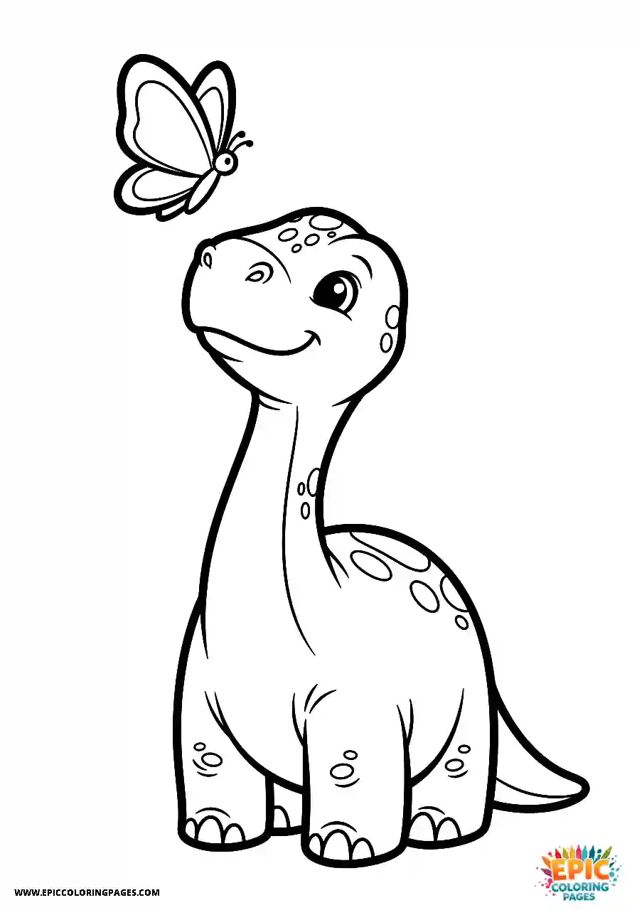 Brontosaurus Brontosaurus observing a flying insect