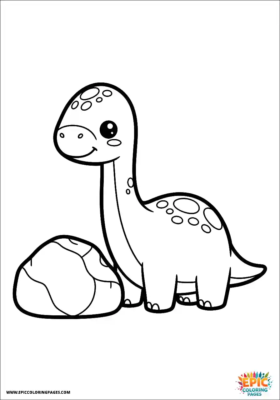 Brontosaurus Brontosaurus positioned near a large simple rock