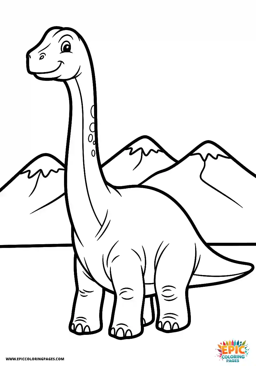 Brontosaurus Brontosaurus with a simple background of mountains