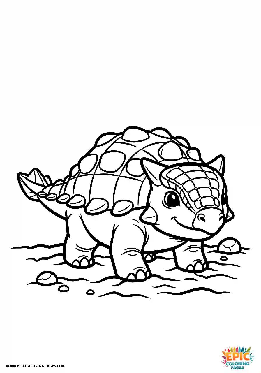 Ankylosaurus Busy chibi style ankylosaurus digging in the dirt