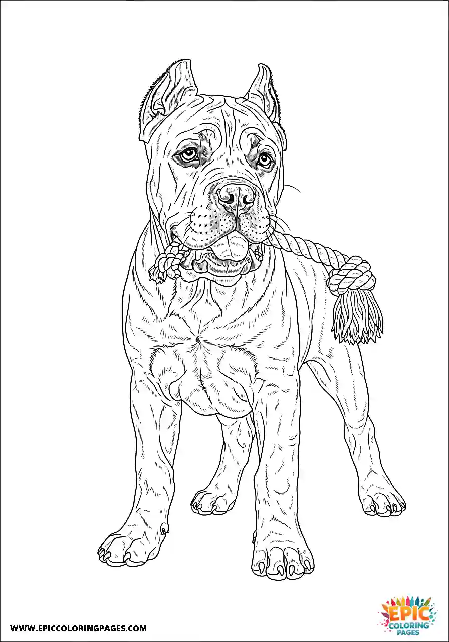 Cane Corso Dog Realistic Puppy Gnawing On A Rope Toy For Adults Realistic Cane Corso dog puppy gnawing on a rope toy for adults