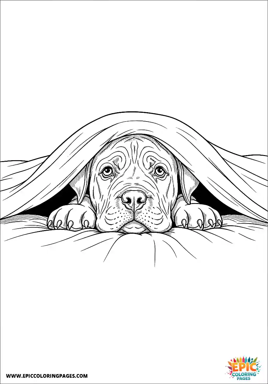 Cane Corso Dog Realistic Puppy Hiding Under A Blanket For Adults Realistic Cane Corso dog puppy hiding under a blanket for adults
