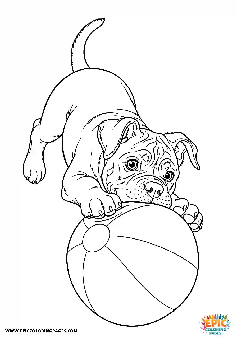 Cane Corso Dog Realistic Puppy Playing With A Ball For Adults Cane Corso dog realistic puppy playing with a ball for adults