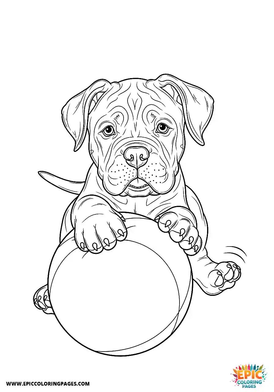 Cane Corso Dog Realistic Puppy Rolling A Ball Shown From Below For Adults Cane Corso dog realistic puppy rolling a ball shown from below for adults