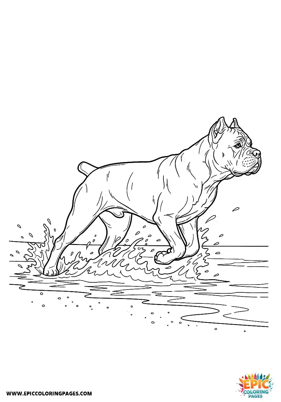 Cane Corso Dog Realistic Running On A Beach And Splashing Water For Adults Cane Corso dog realistic running on a beach and splashing water for adults