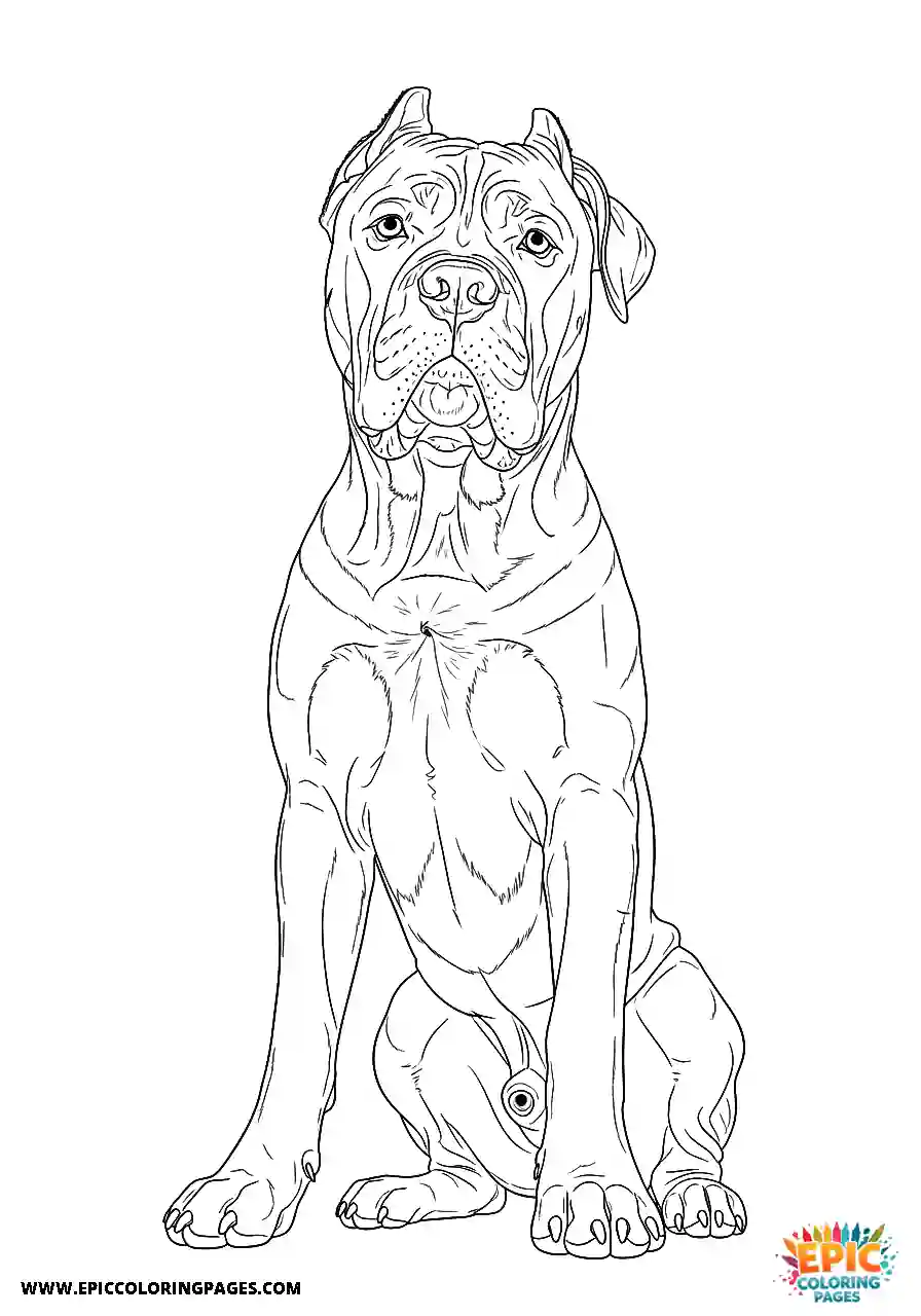 Cane Corso Dog Realistic Sitting With Head Tilted For Adults Cane Corso dog realistic sitting with head tilted for adults