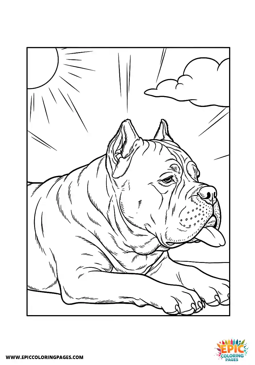 Cane Corso Dog Taking A Nap In The Sun With Thick Lines Cane Corso dog coloring page simple taking a nap in the sun with thick lines