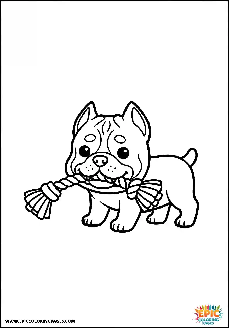 Cane Corso Dog Tugging On A Rope Toy In Kawaii Style Cane Corso dog tugging on a rope toy in kawaii style with thick lines