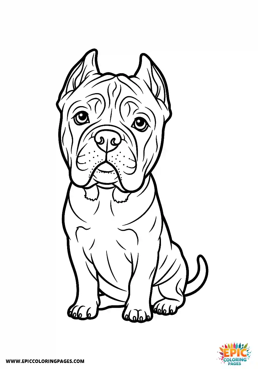 Cane Corso Dog Watching Attentively While Seated Chibi Style Cane Corso dog watching attentively while seated in chibi style