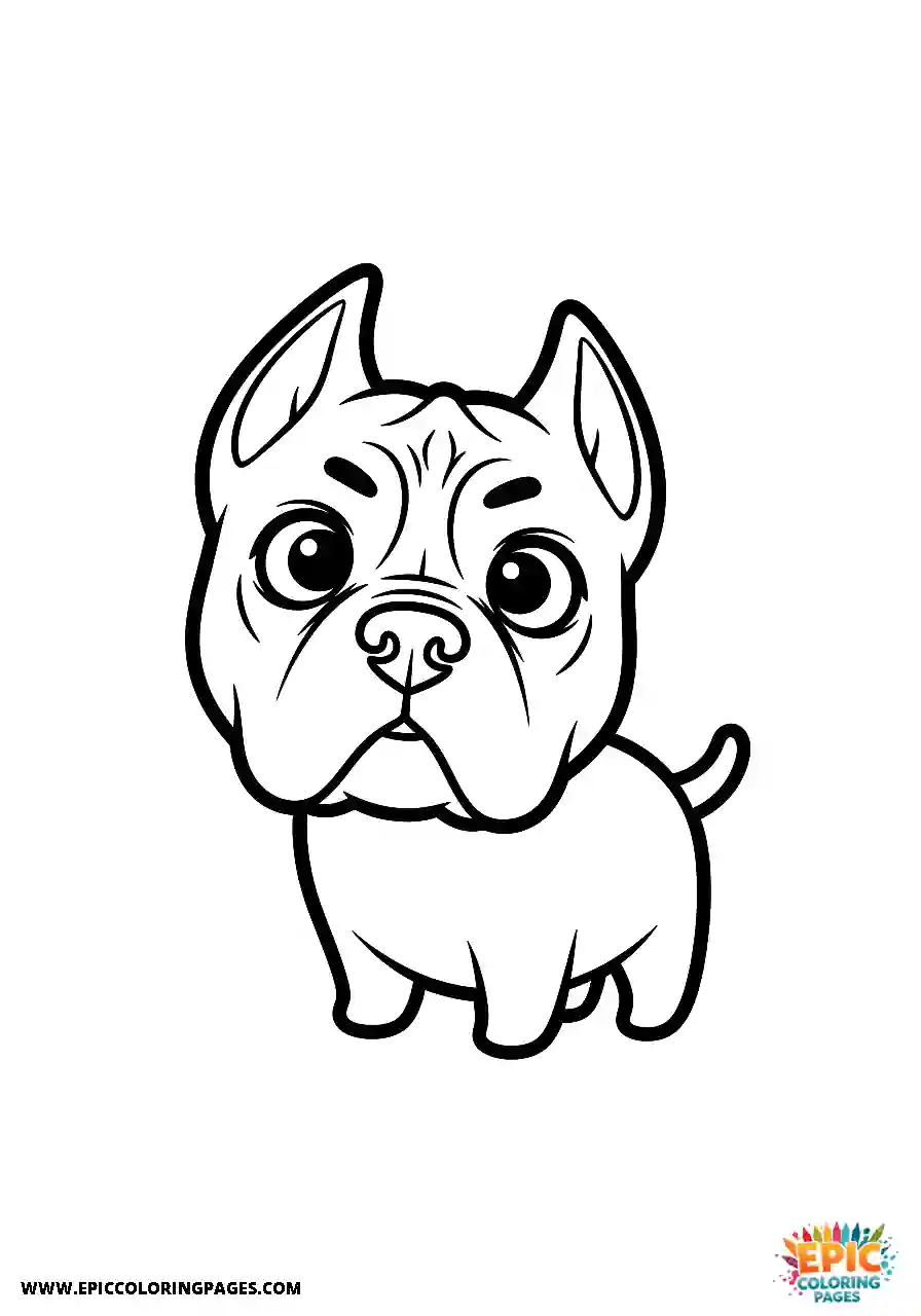 Cane Corso Dog With A Suspicious Glance Kawaii Style Cane Corso dog coloring sheet cute with a suspicious glance in kawaii style