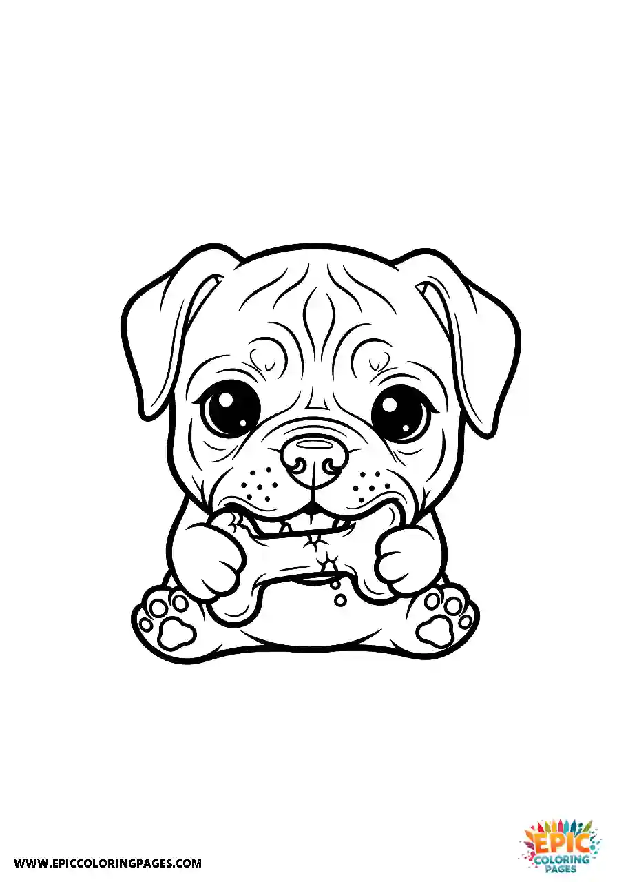 Cane Corso Puppy Coloring Sheets Chibi Style Chewing On A Bone Cane Corso puppy coloring pages chibi style chewing on a bone with thick lines