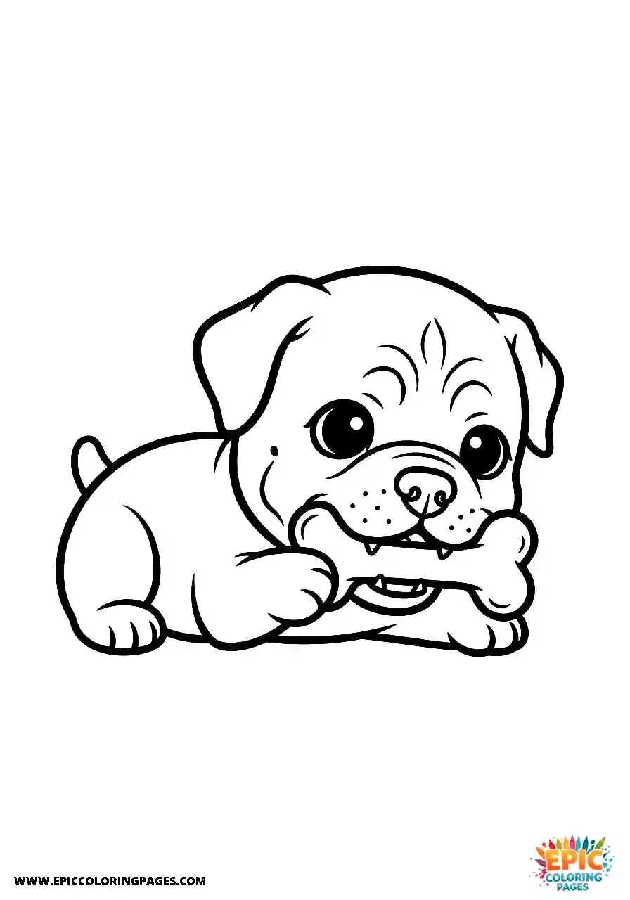 Cane Corso Puppy Gnawing On A Large Bone Chibi Style Cane Corso puppy coloring page easy gnawing on a large bone in chibi style