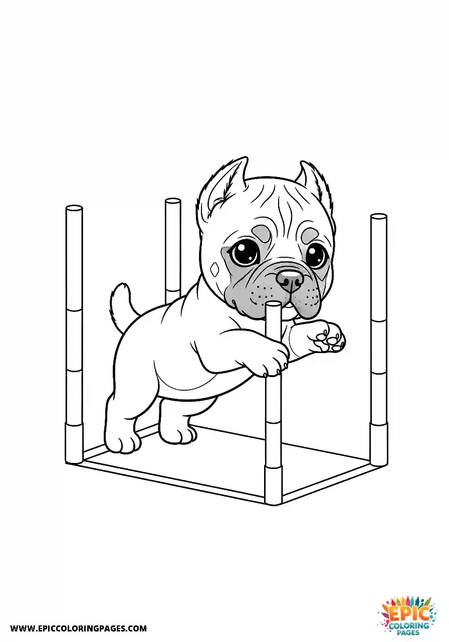 Cane Corso Puppy Navigating Weave Poles On An Agility Course Cane Corso puppy coloring sheet navigating weave poles on an agility course for kids