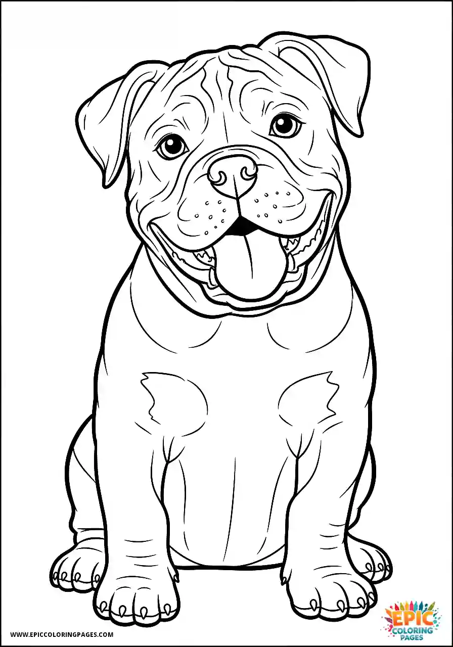 American Bulldog Cartoon style American bulldog puppy grinning happily