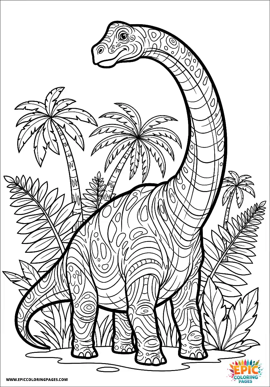 Brontosaurus Cartoon style Brontosaurus with neck looped gracefully