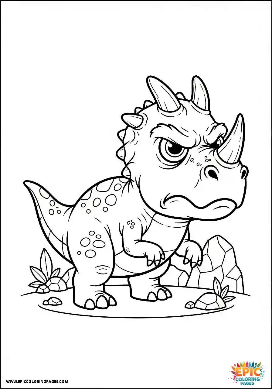 Ceratosaurus ceratosaurus cartoon style looking grumpy