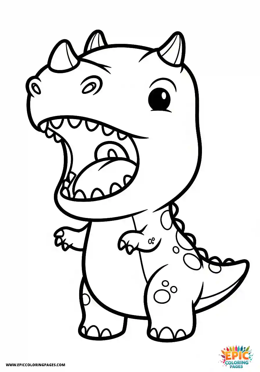 Ceratosaurus ceratosaurus kawaii style easy yawning widely