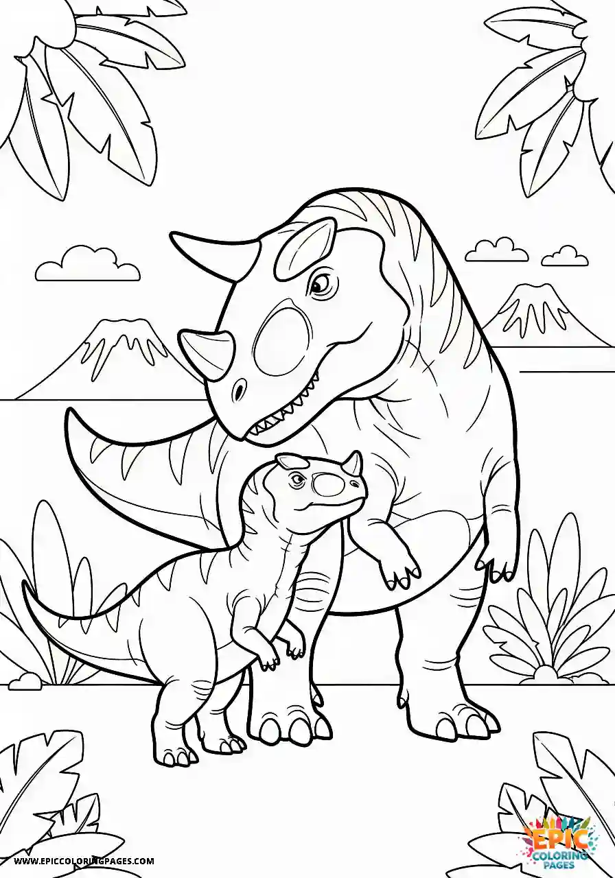 Ceratosaurus ceratosaurus realistic style pair standing together
