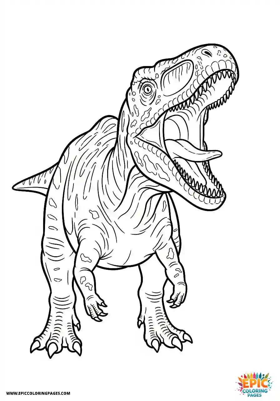 Ceratosaurus ceratosaurus realistic style yawning with mouth detail
