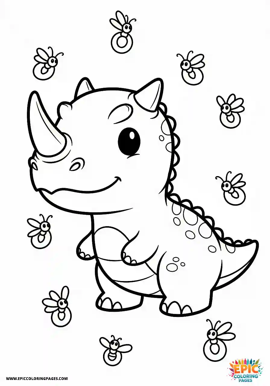 Ceratosaurus ceratosaurus surrounded by glowing bugs