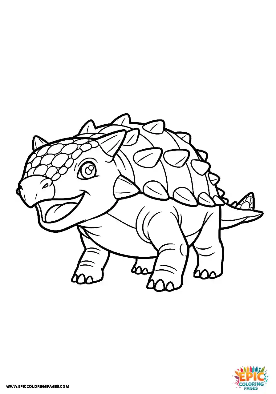 Ankylosaurus Cheerful Anime Style Ankylosaurus Dinosaur Happy And Smiling