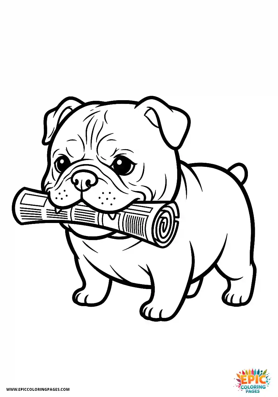 American Bulldog The chibi style American bulldog carrying a newspaper