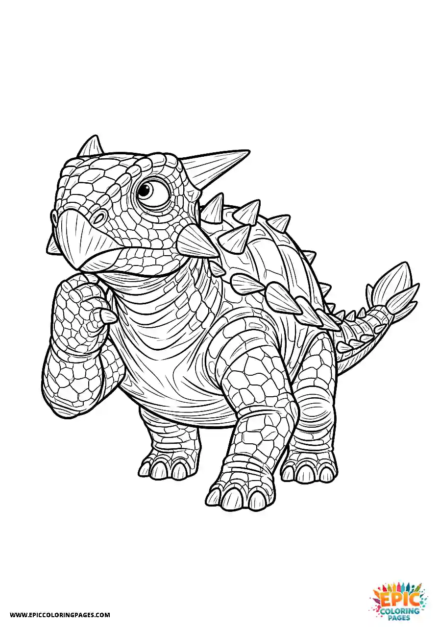 Ankylosaurus Contemplative animation style Ankylosaurus dinosaur posing thoughtfully