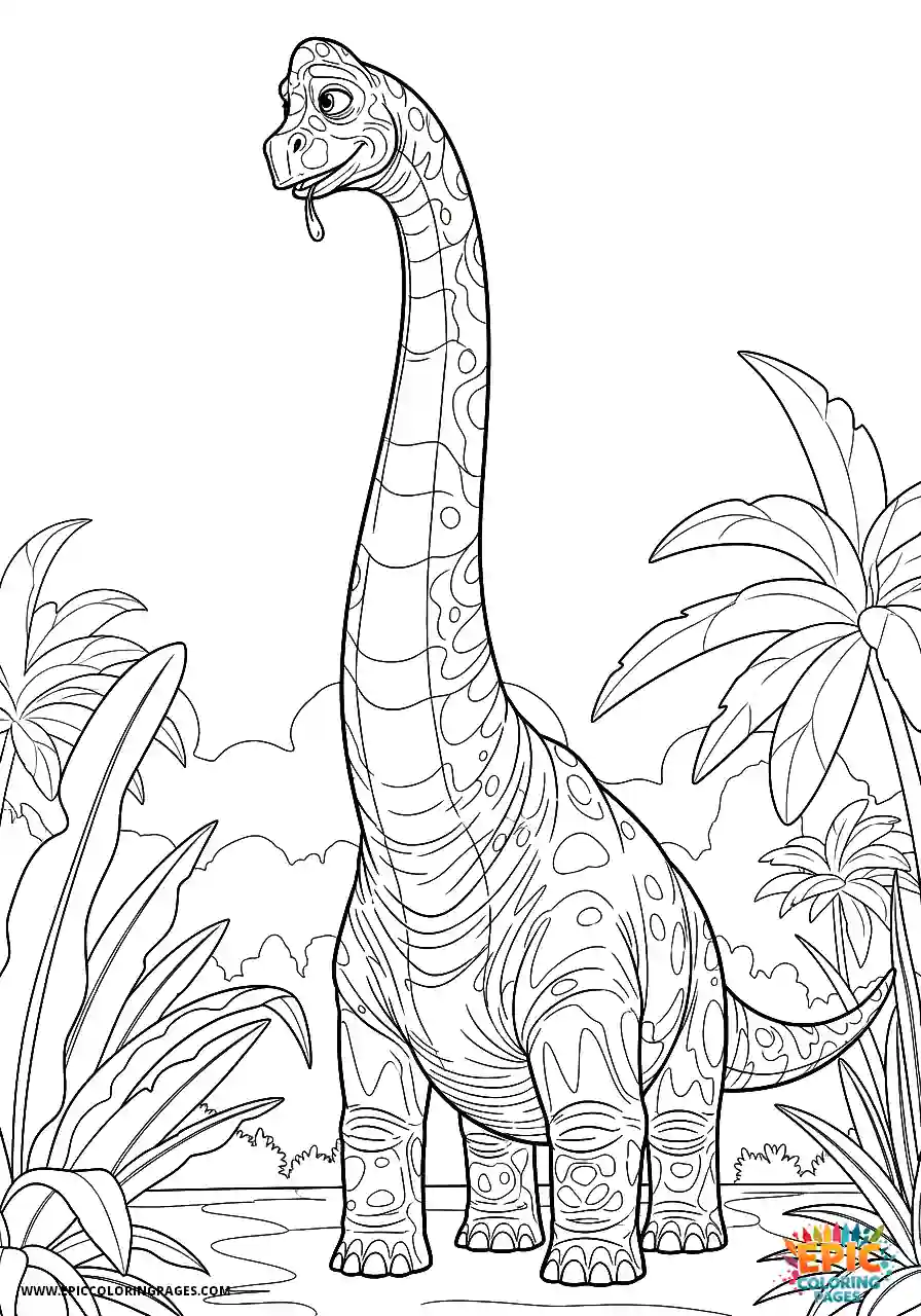 Brachiosaurus contemplative brachiosaurus in 3d animation style