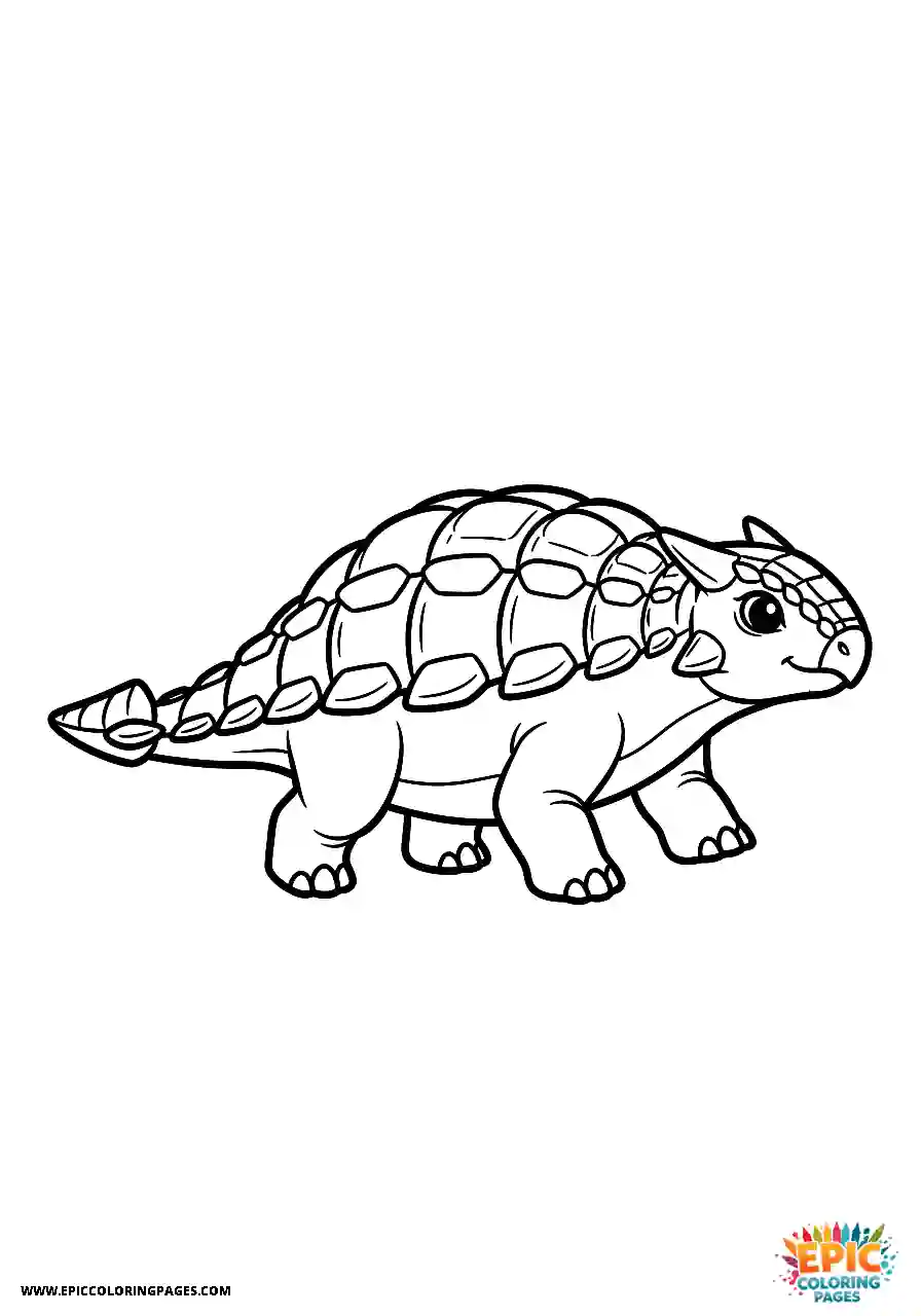 Ankylosaurus Cute anime style Ankylosaurus dinosaur walking right in profile