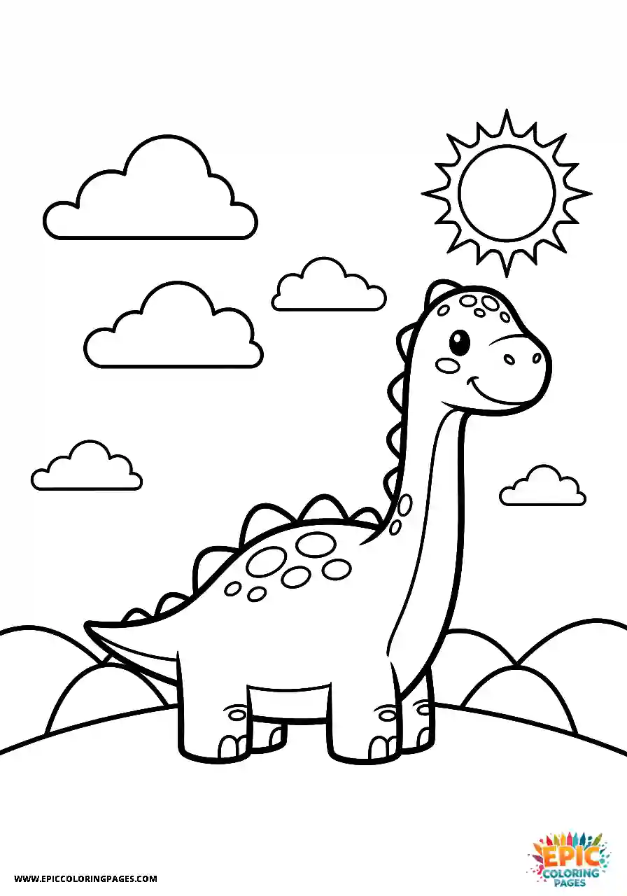 Brontosaurus Cute Brontosaurus in a cartoonish landscape