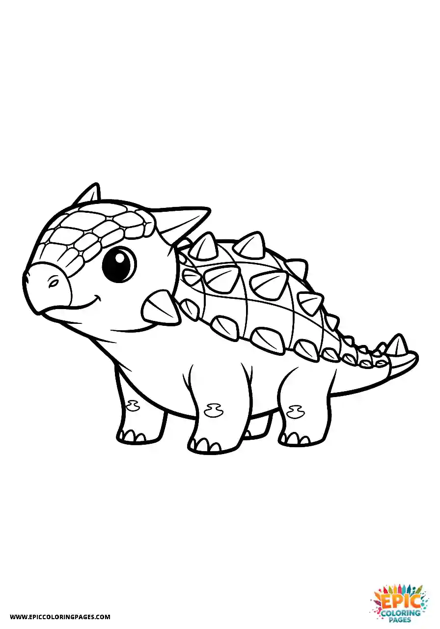 Ankylosaurus Cute Chibi style Ankylosaurus dinosaur with head tilted curiously bold outlines