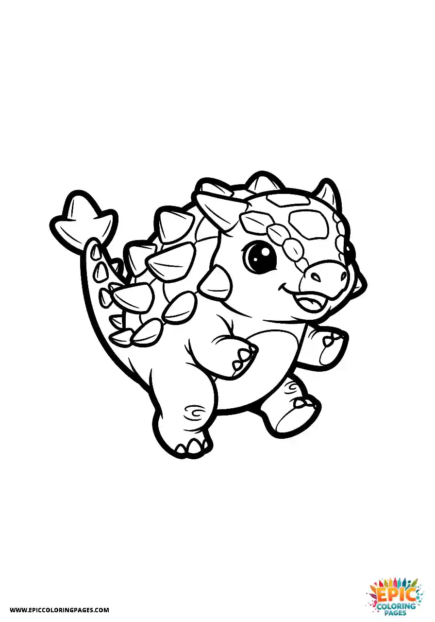 Ankylosaurus Dancing Chibi style Ankylosaurus dinosaur doing a little dance bold outlines