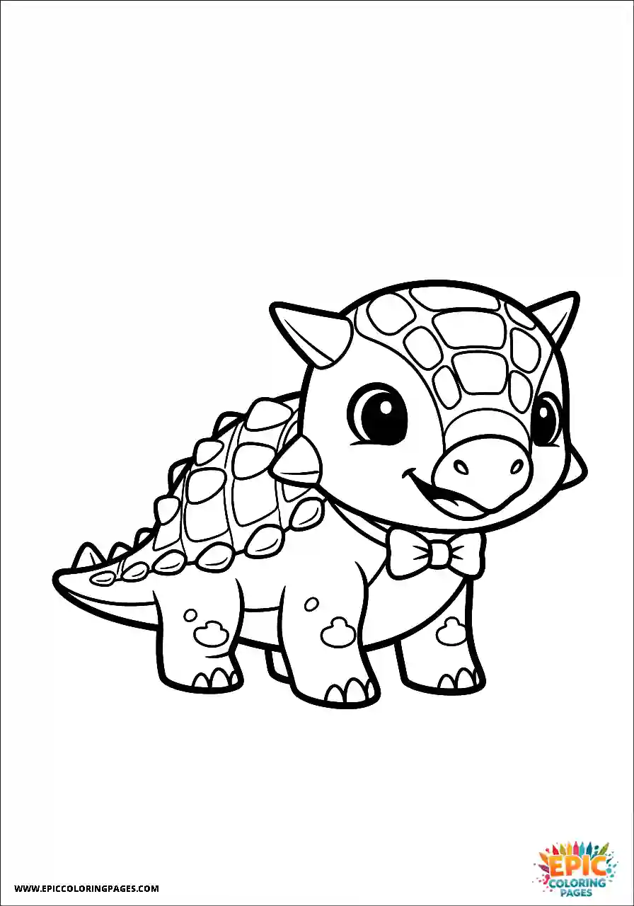 Ankylosaurus Dapper Chibi style Ankylosaurus dinosaur wearing a bow tie with thick lines