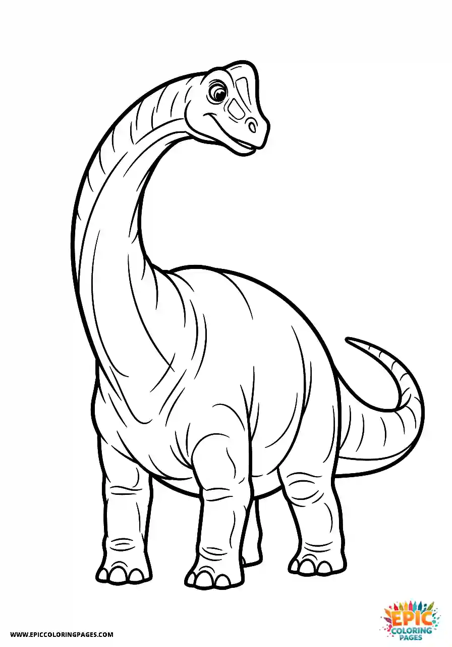 Diplodocus diplodocus cartoon style looking back over its shoulder