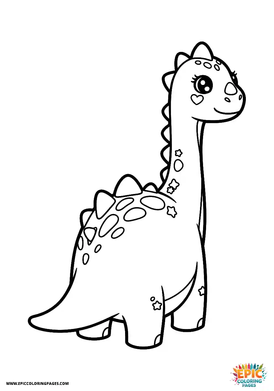 Diplodocus diplodocus kawaii style seen from the back while walking away
