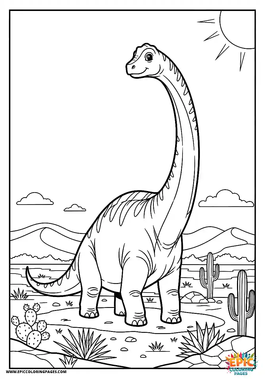Diplodocus diplodocus realistic style navigating a parched desert environment