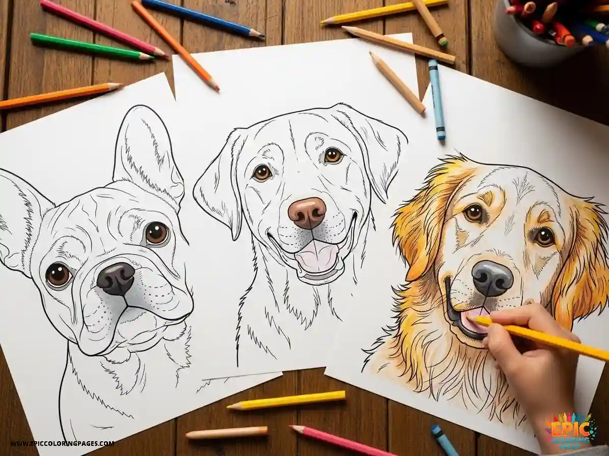 Dog Coloring Pages Thick Lines Featuring Popular Breeds