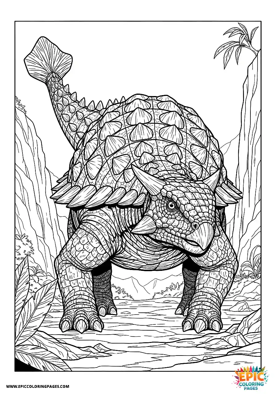 Ankylosaurus Dramatic anime style Ankylosaurus dinosaur with shadowy lighting