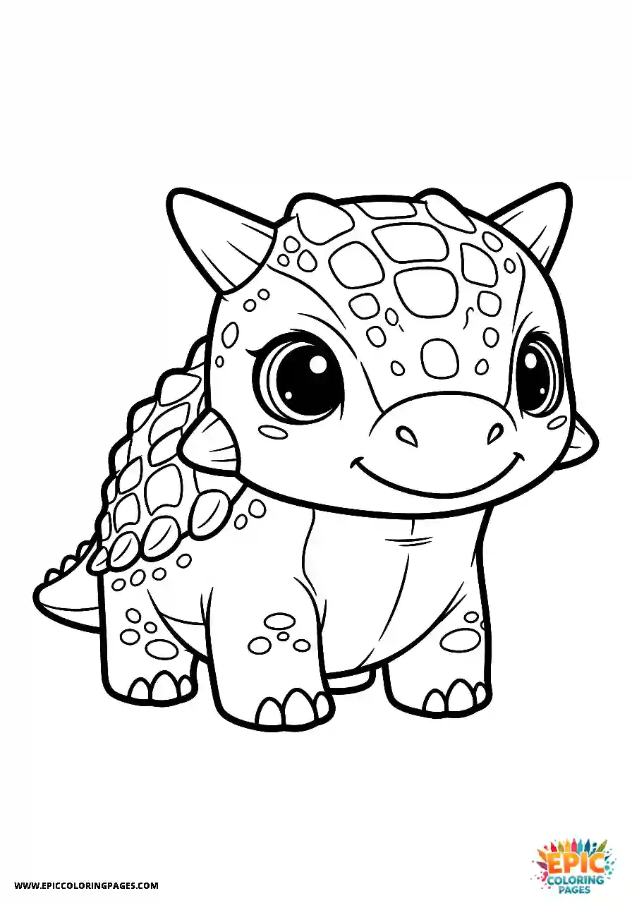 Ankylosaurus Dreamy Kawaii style Ankylosaurus dinosaur sleeping on a fluffy cloud thick lines